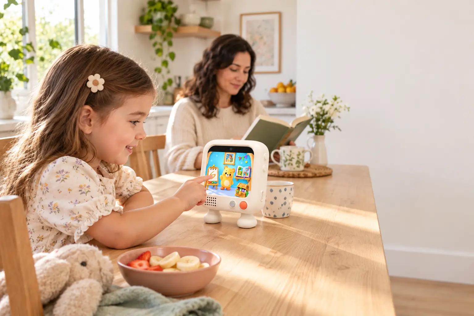 Child uses Bubu independently while their parent stays nearby